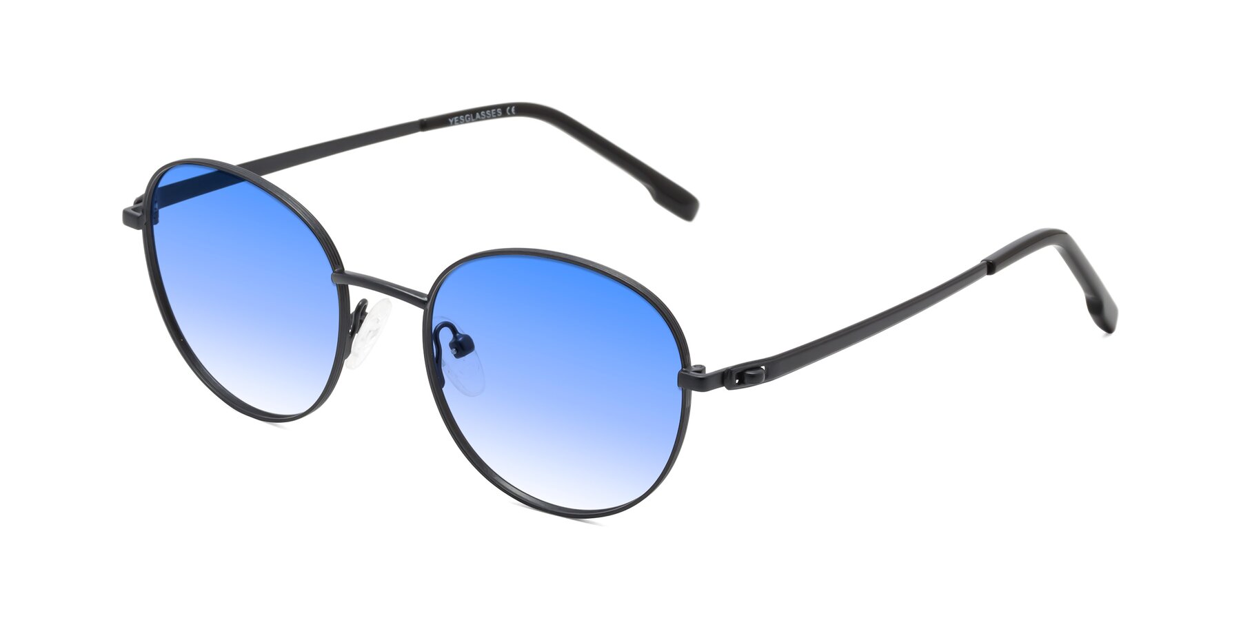 Angle of Bean in Matte Black with Blue Gradient Lenses