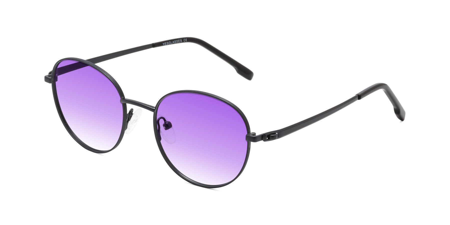 Angle of Bean in Matte Black with Purple Gradient Lenses