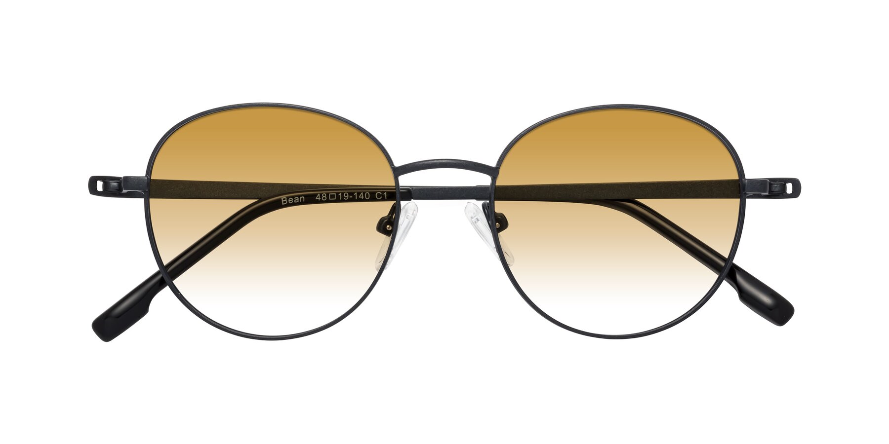 Folded Front of Bean in Matte Black with Champagne Gradient Lenses