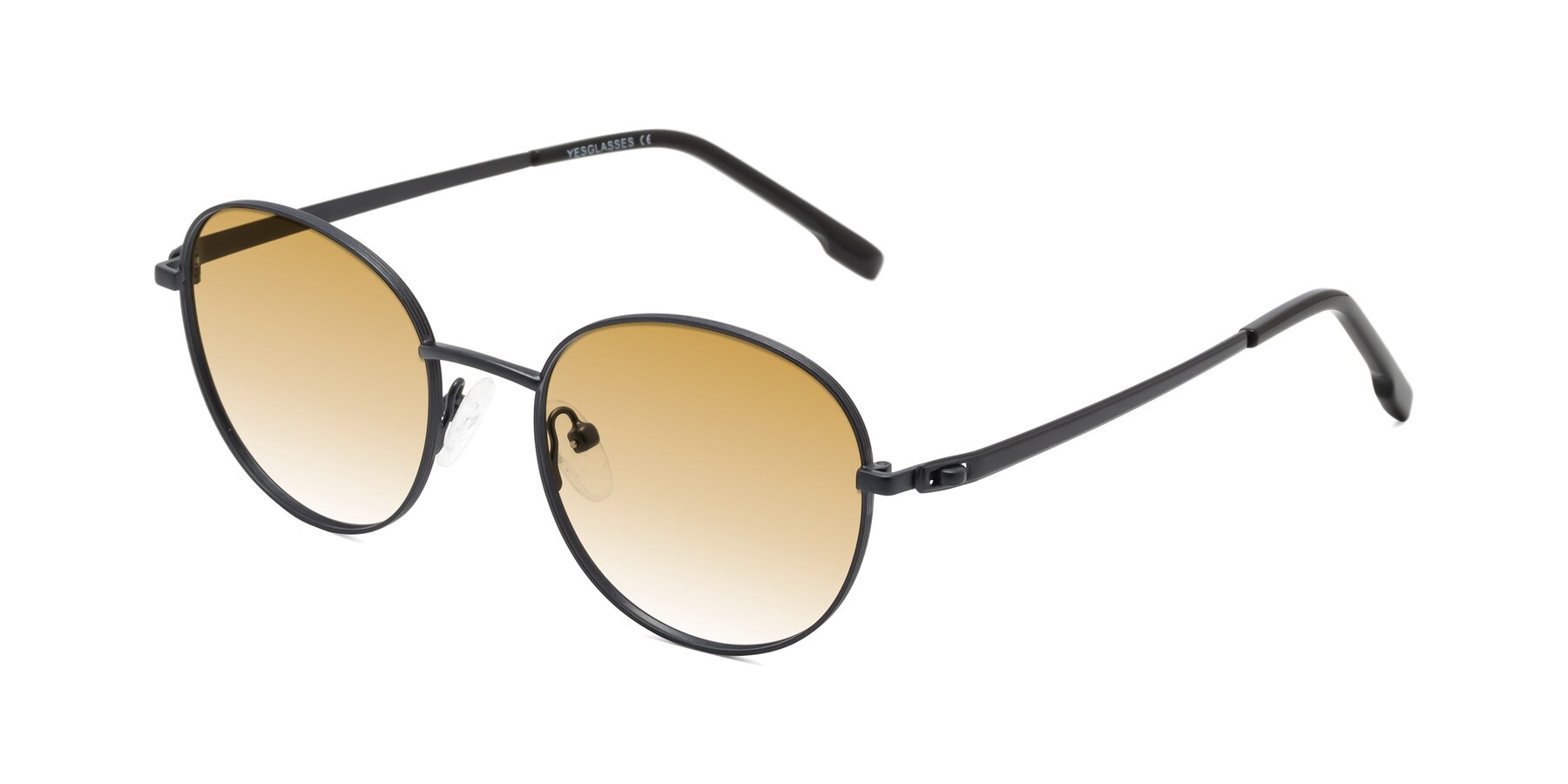 Angle of Bean in Matte Black with Champagne Gradient Lenses