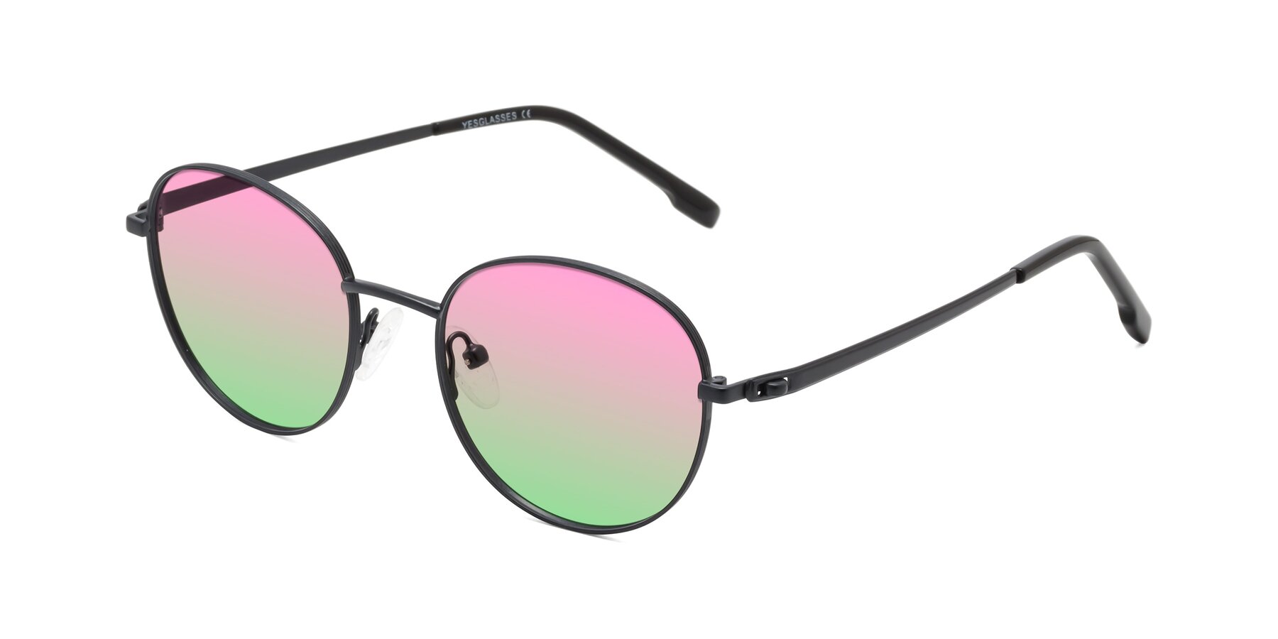 Angle of Bean in Matte Black with Pink / Green Gradient Lenses