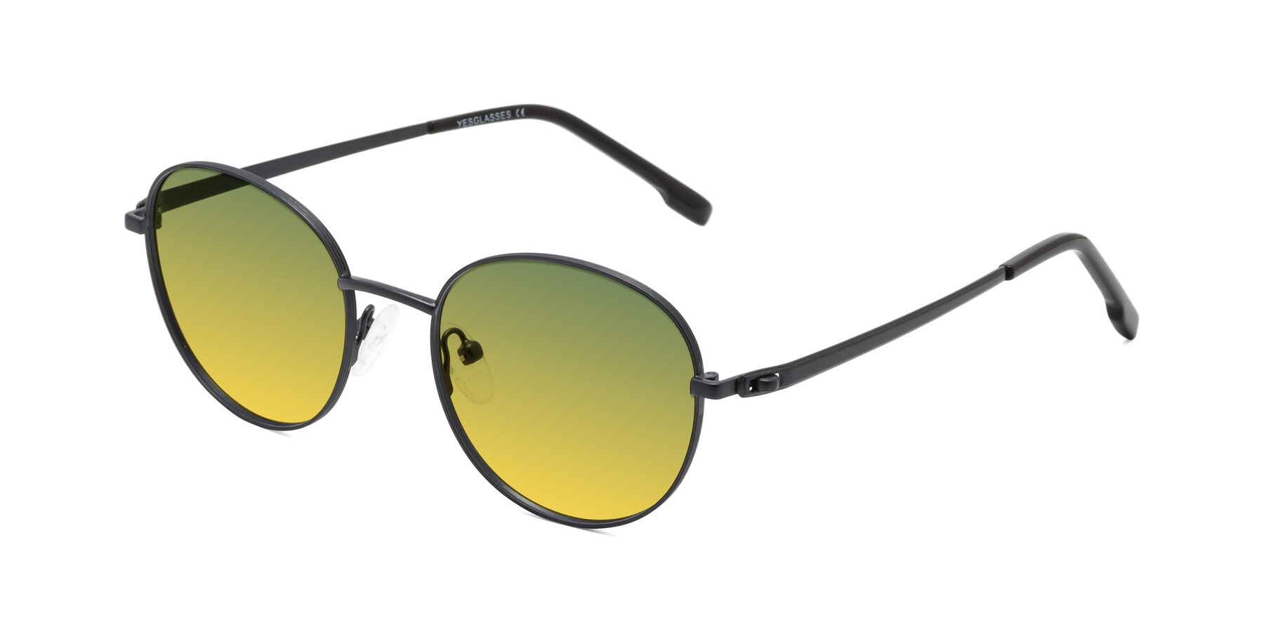 Angle of Bean in Matte Black with Green / Yellow Gradient Lenses