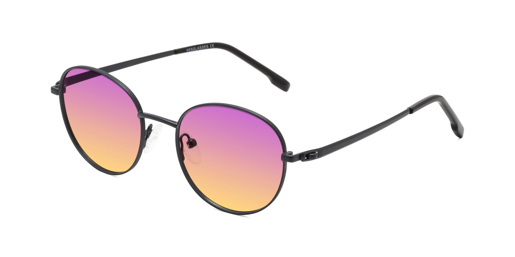 Angle of Bean in Matte Black with Purple / Yellow Gradient Lenses