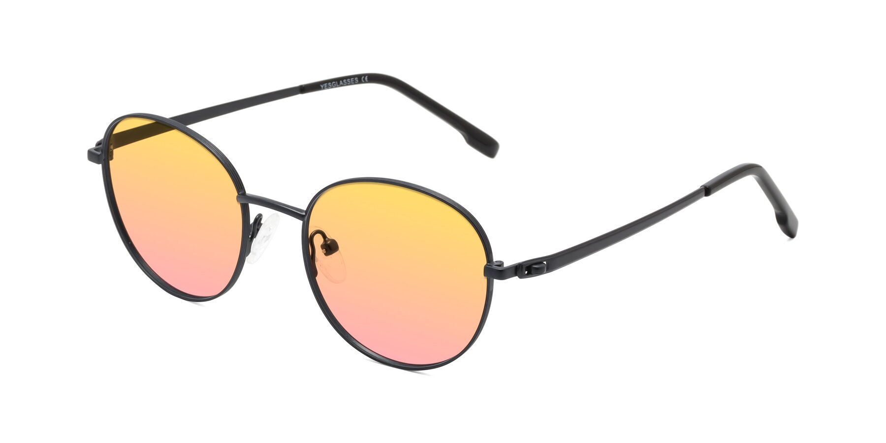 Angle of Bean in Matte Black with Yellow / Pink Gradient Lenses