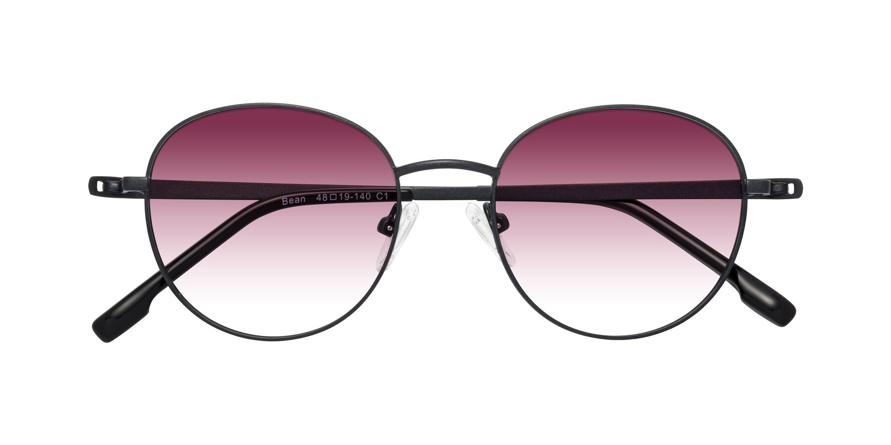 Folded Front of Bean in Matte Black with Wine Gradient Lenses