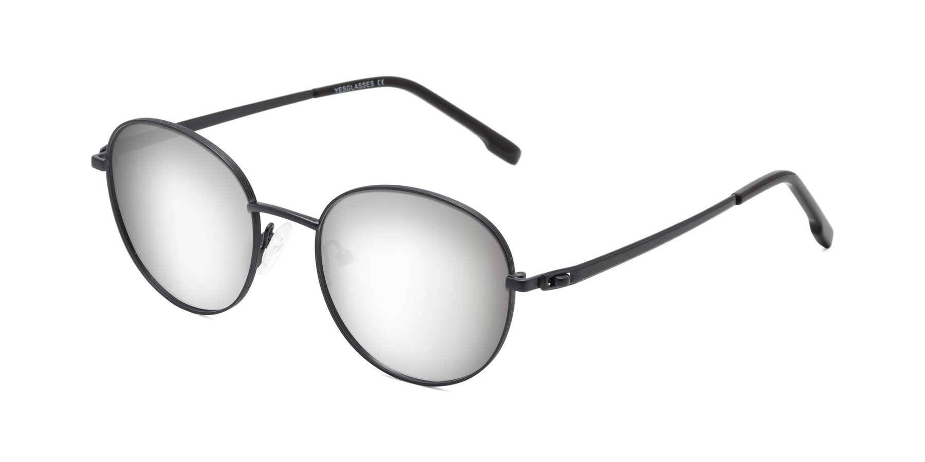 Angle of Bean in Matte Black with Silver Mirrored Lenses