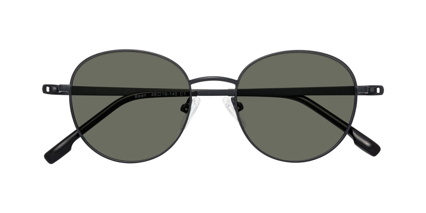 Folded Front of Bean in Matte Black with Gray Polarized Lenses