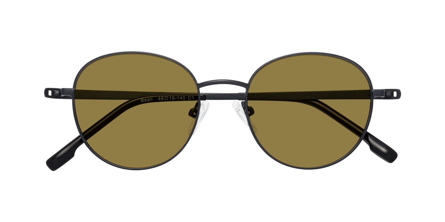 Folded Front of Bean in Matte Black with Brown Polarized Lenses