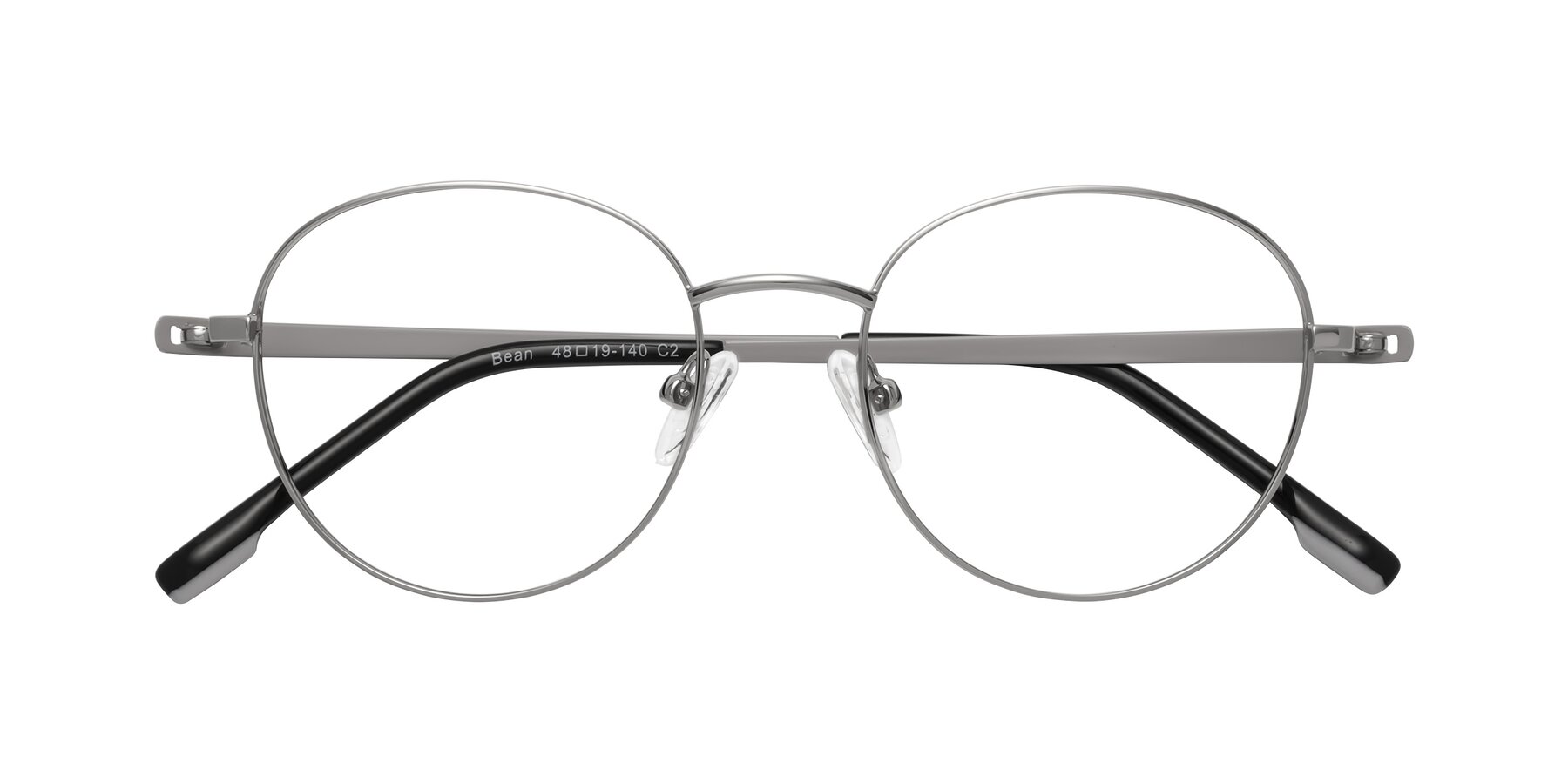 Folded Front of Bean in Silver with Clear Eyeglass Lenses