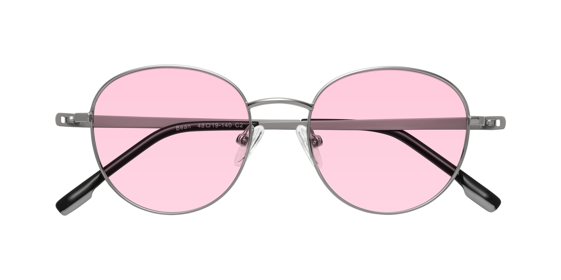 Folded Front of Bean in Silver with Light Pink Tinted Lenses