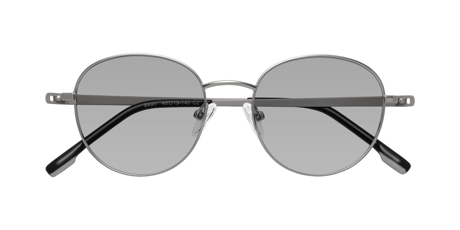 Folded Front of Bean in Silver with Light Gray Tinted Lenses