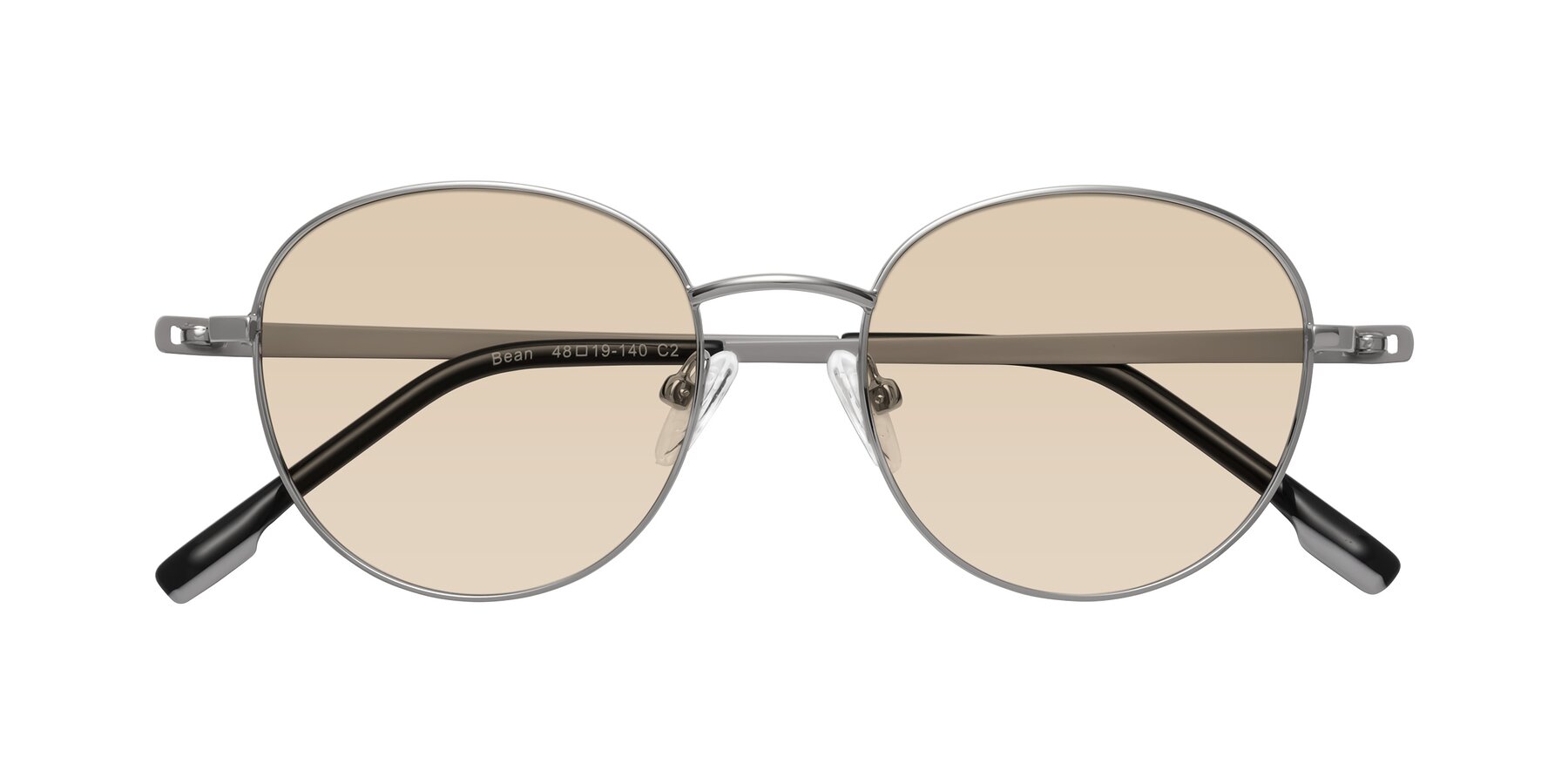 Folded Front of Bean in Silver with Light Brown Tinted Lenses