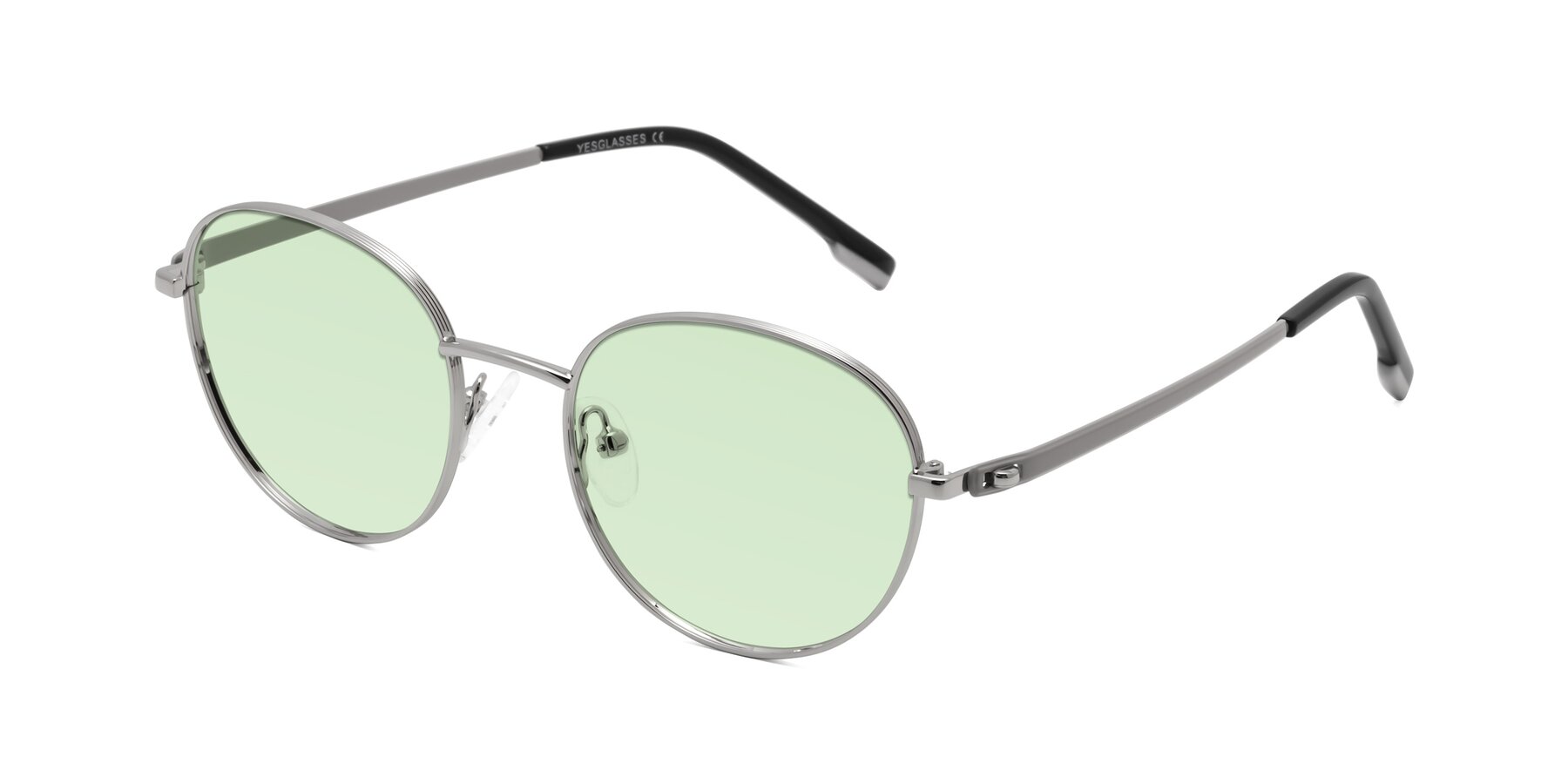 Angle of Bean in Silver with Light Green Tinted Lenses