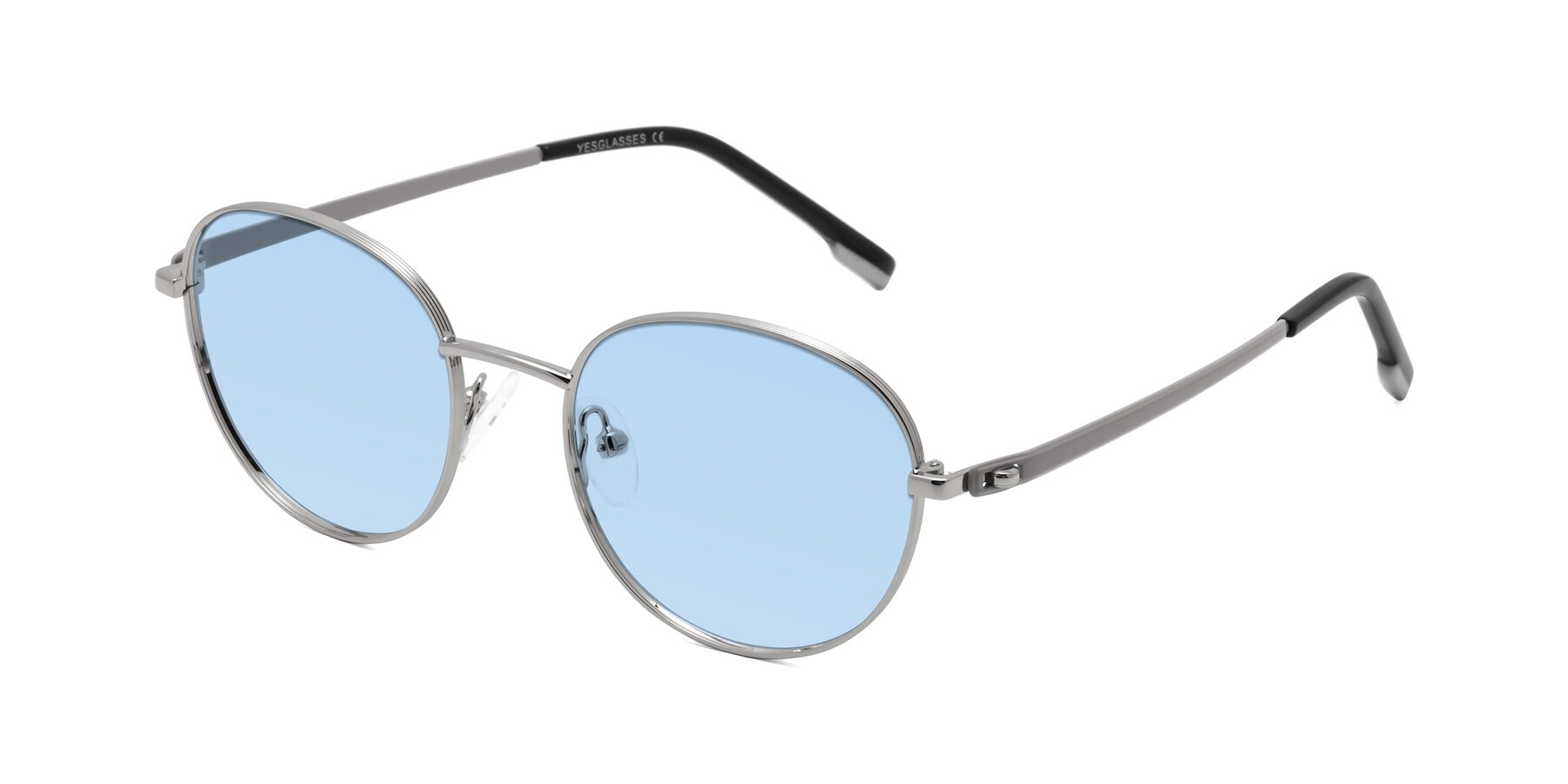 Angle of Bean in Silver with Light Blue Tinted Lenses