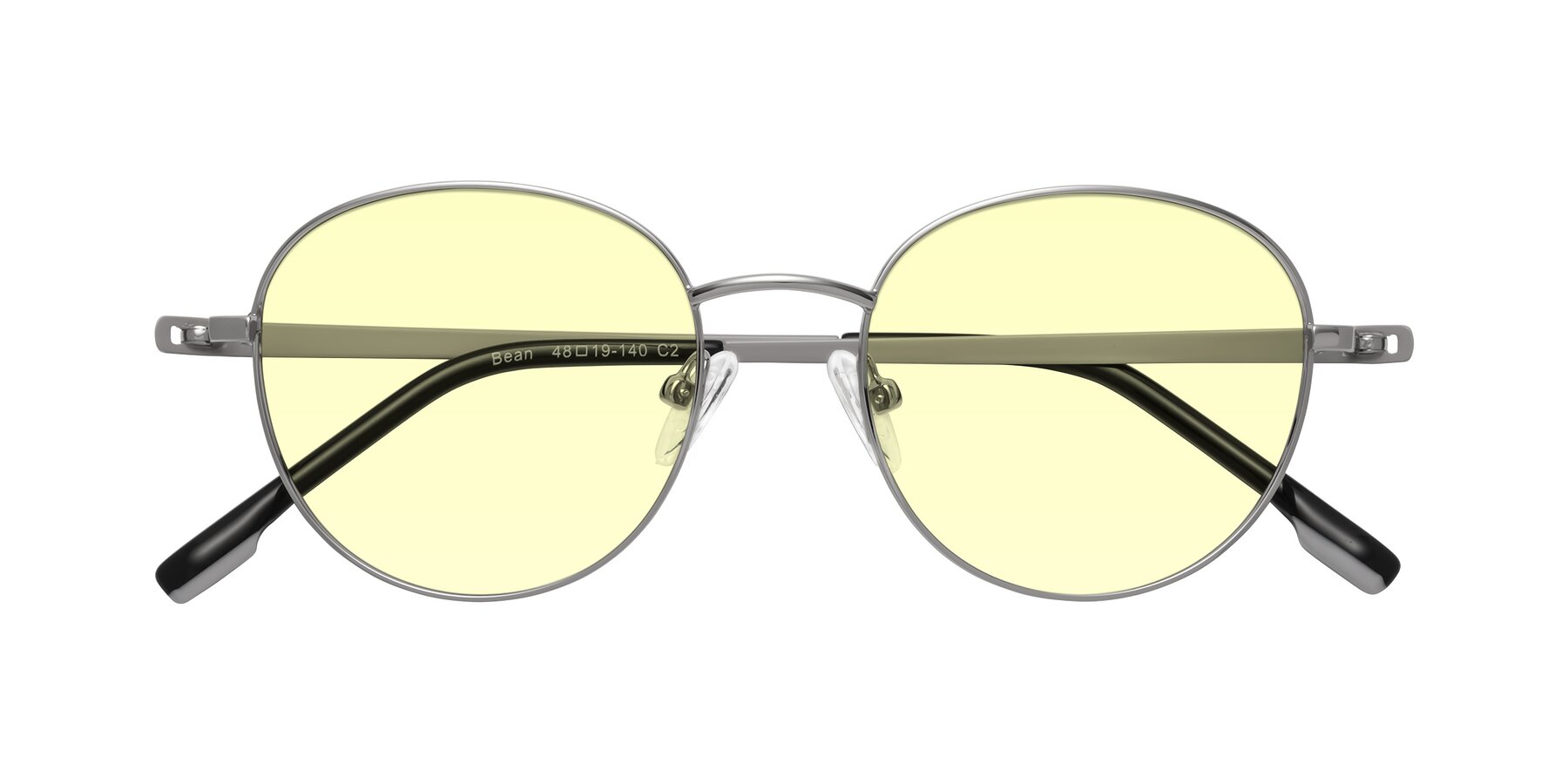 Folded Front of Bean in Silver with Light Yellow Tinted Lenses