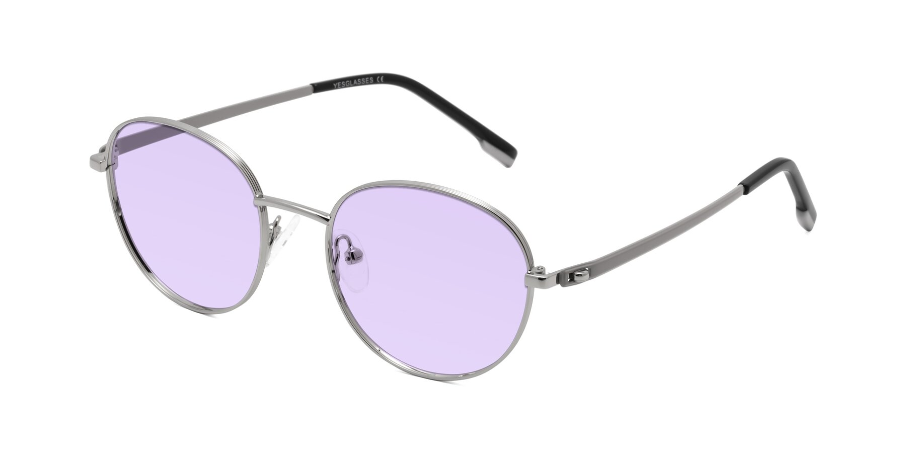 Angle of Bean in Silver with Light Purple Tinted Lenses