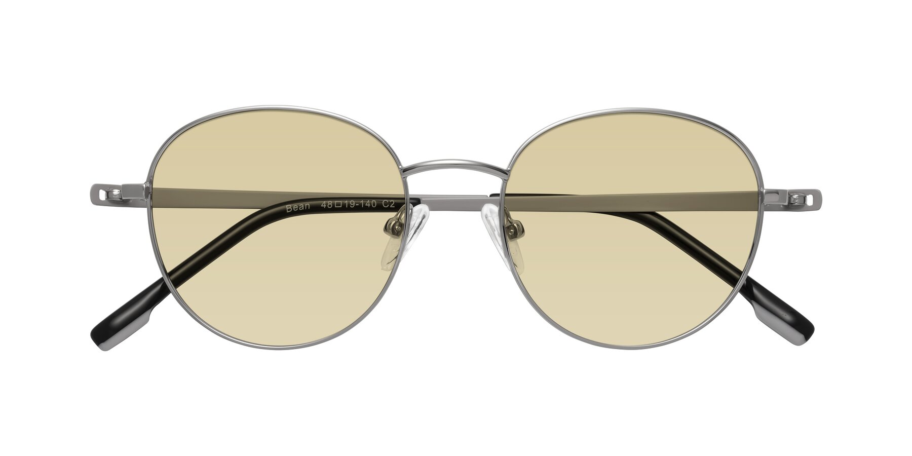 Folded Front of Bean in Silver with Light Champagne Tinted Lenses