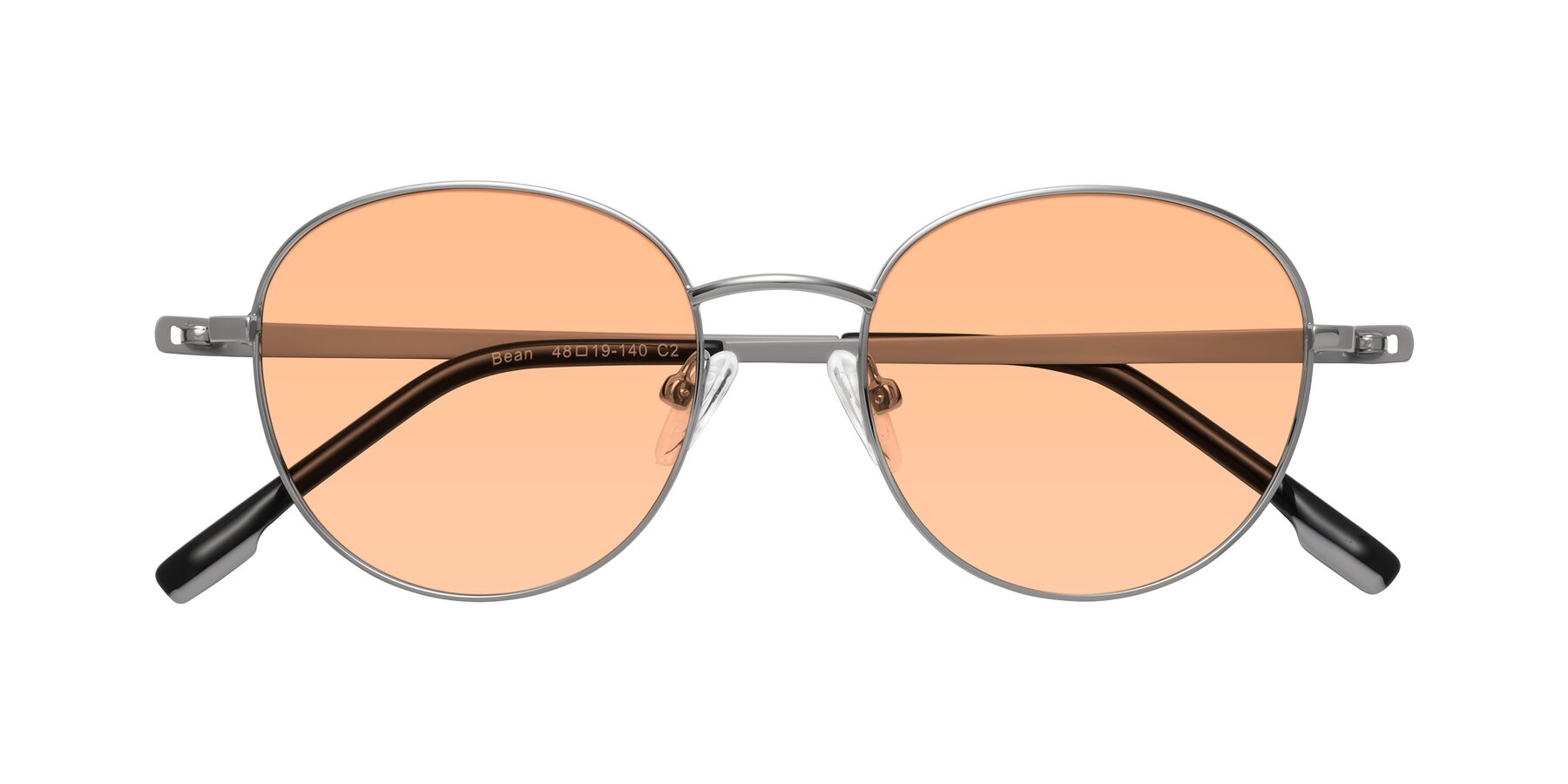 Folded Front of Bean in Silver with Light Orange Tinted Lenses