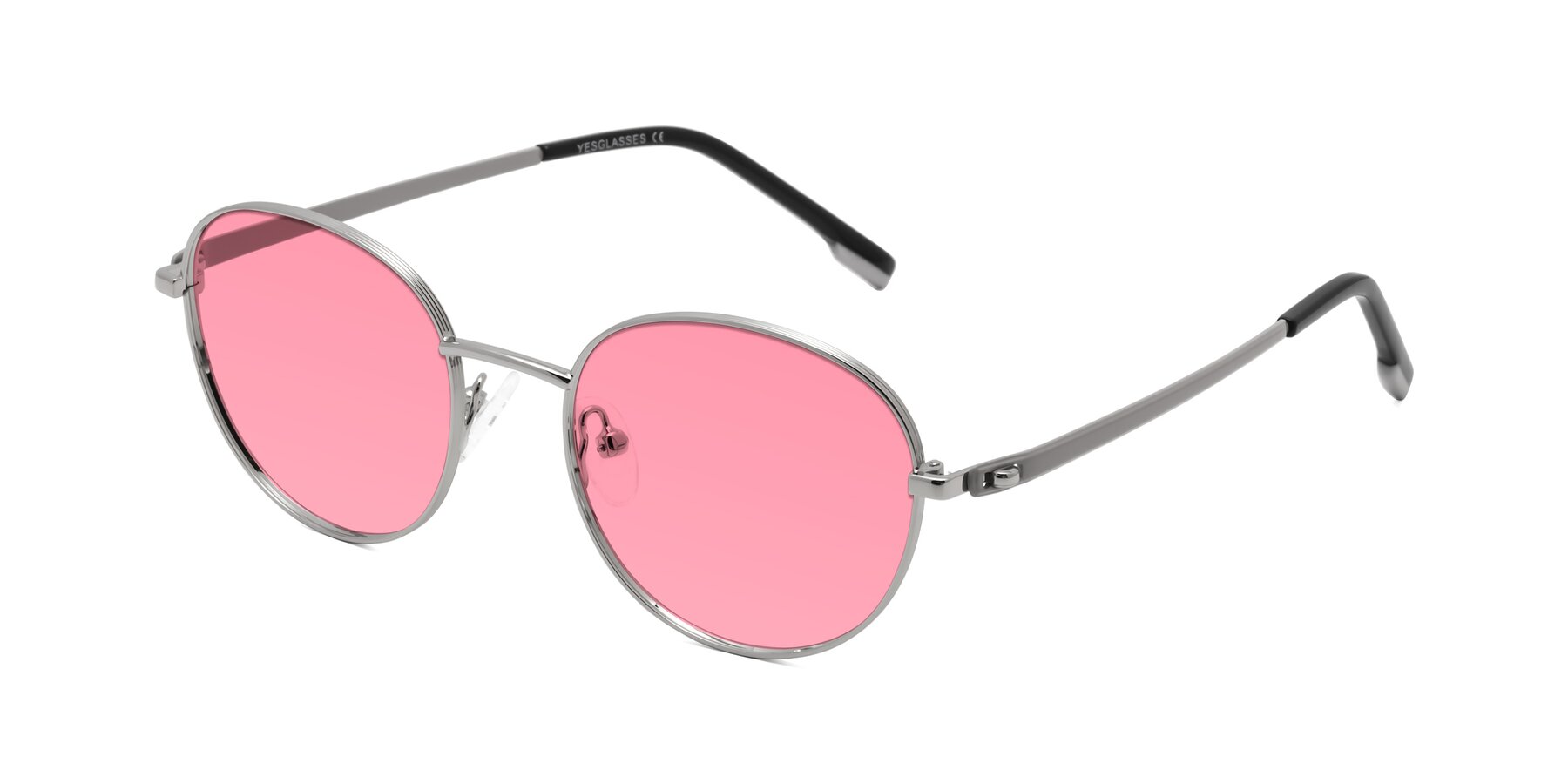 Angle of Bean in Silver with Pink Tinted Lenses