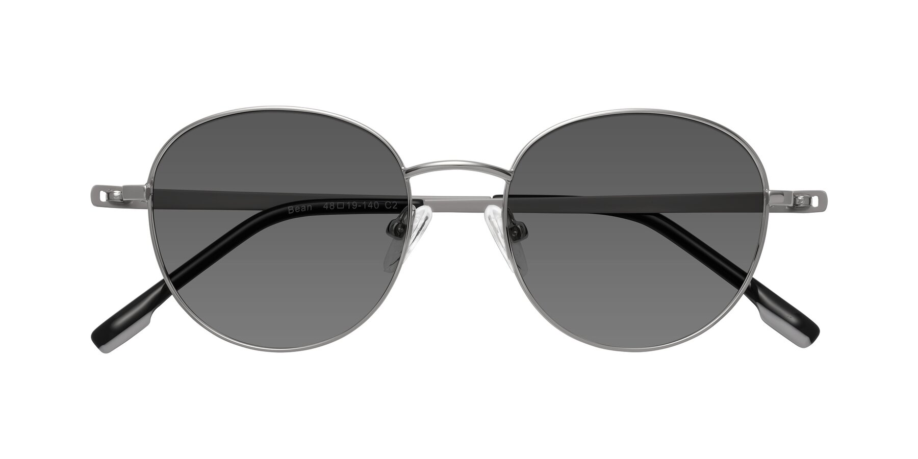 Folded Front of Bean in Silver with Medium Gray Tinted Lenses