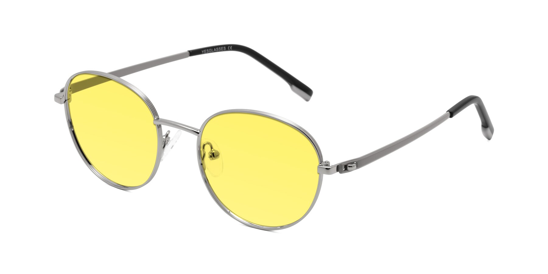 Angle of Bean in Silver with Medium Yellow Tinted Lenses