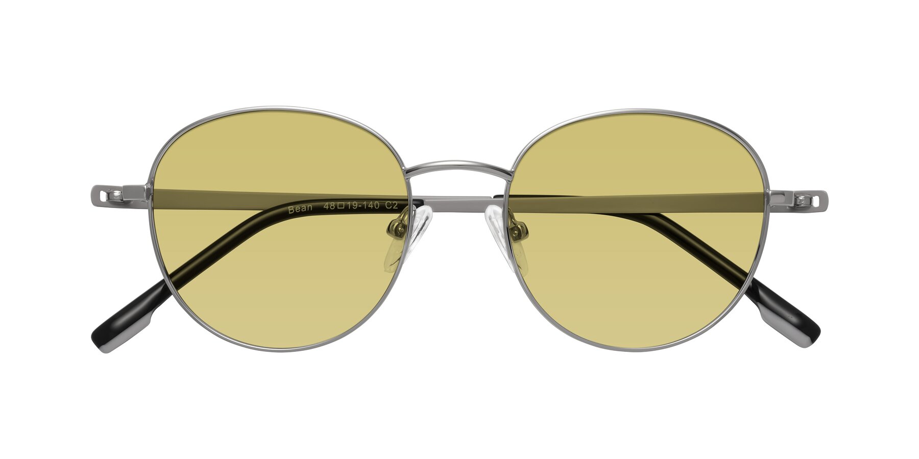 Folded Front of Bean in Silver with Medium Champagne Tinted Lenses