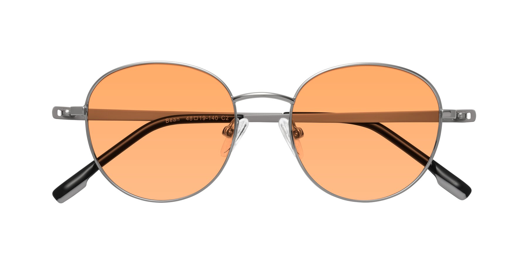 Folded Front of Bean in Silver with Medium Orange Tinted Lenses