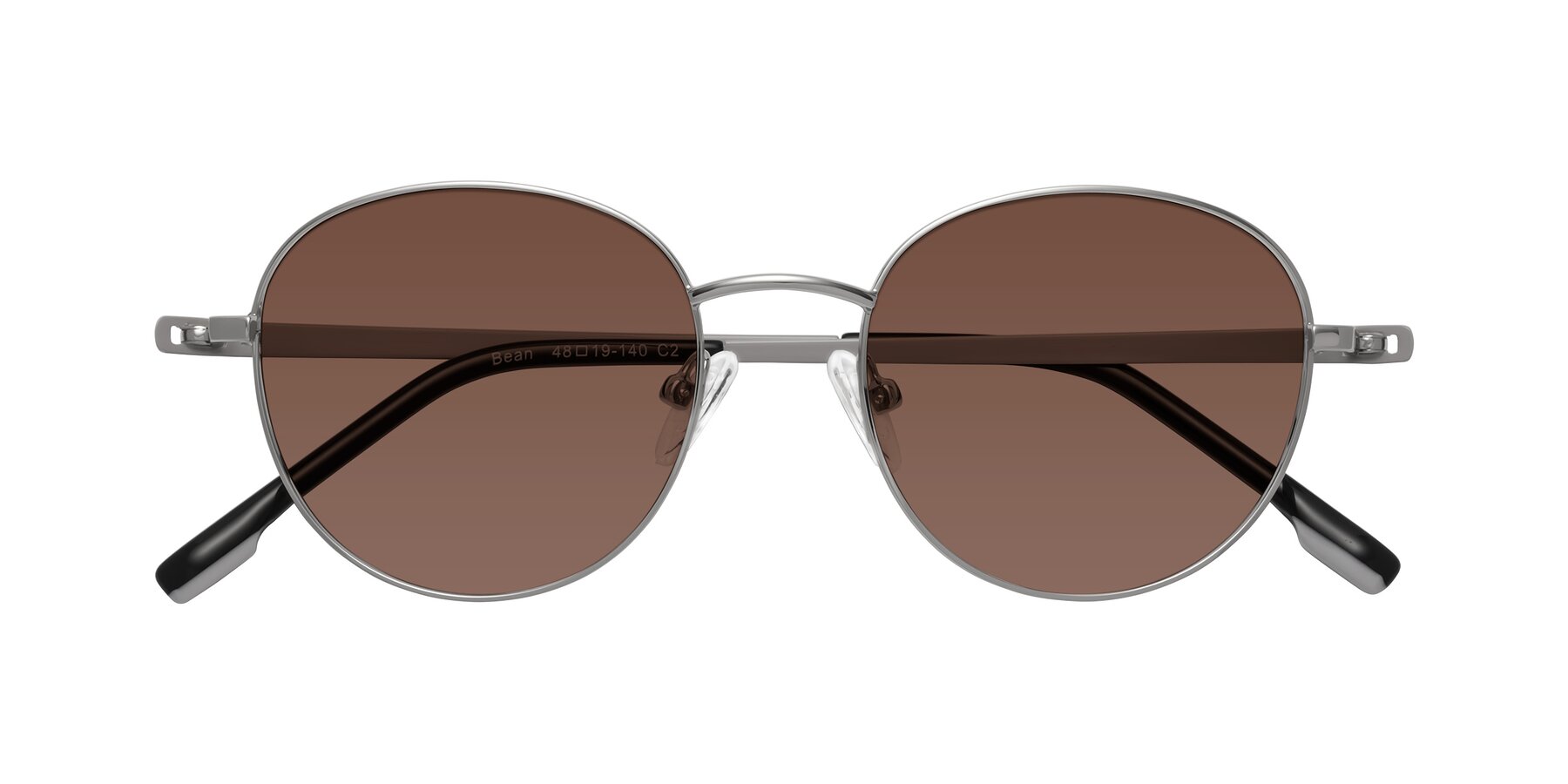 Folded Front of Bean in Silver with Brown Tinted Lenses