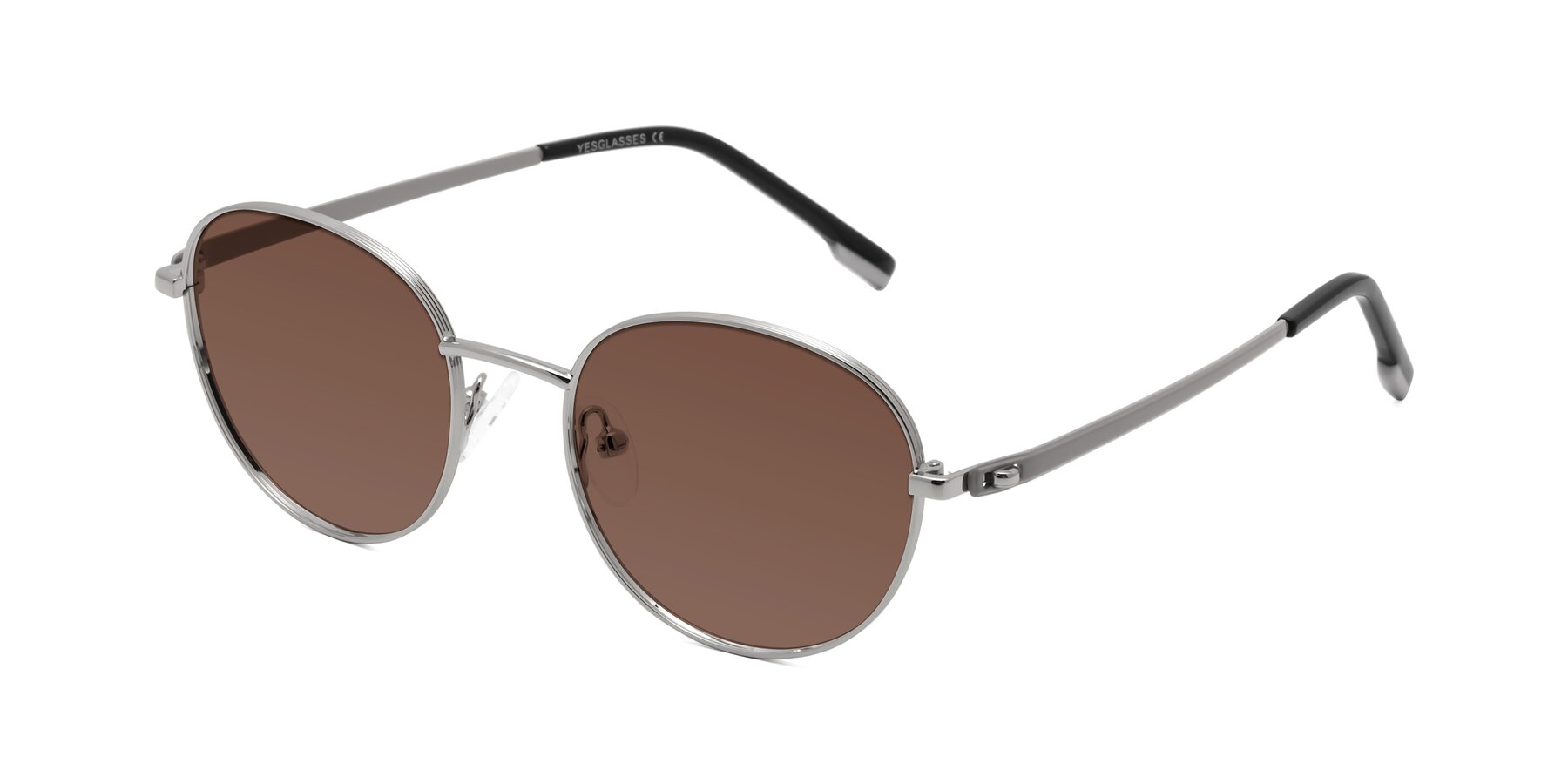 Angle of Bean in Silver with Brown Tinted Lenses