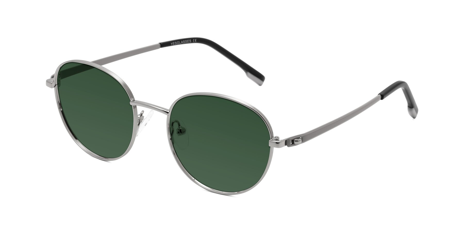 Angle of Bean in Silver with Green Tinted Lenses