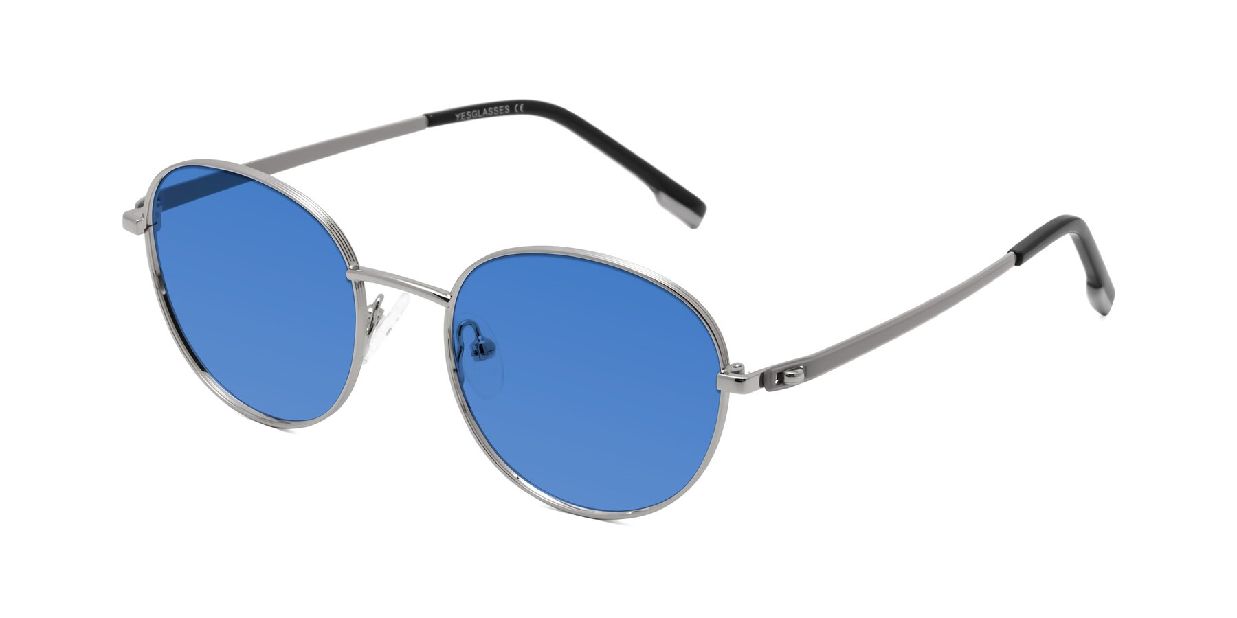 Angle of Bean in Silver with Blue Tinted Lenses