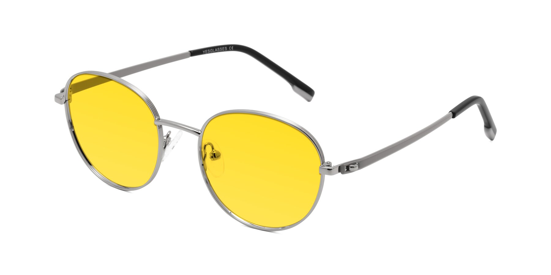 Angle of Bean in Silver with Yellow Tinted Lenses