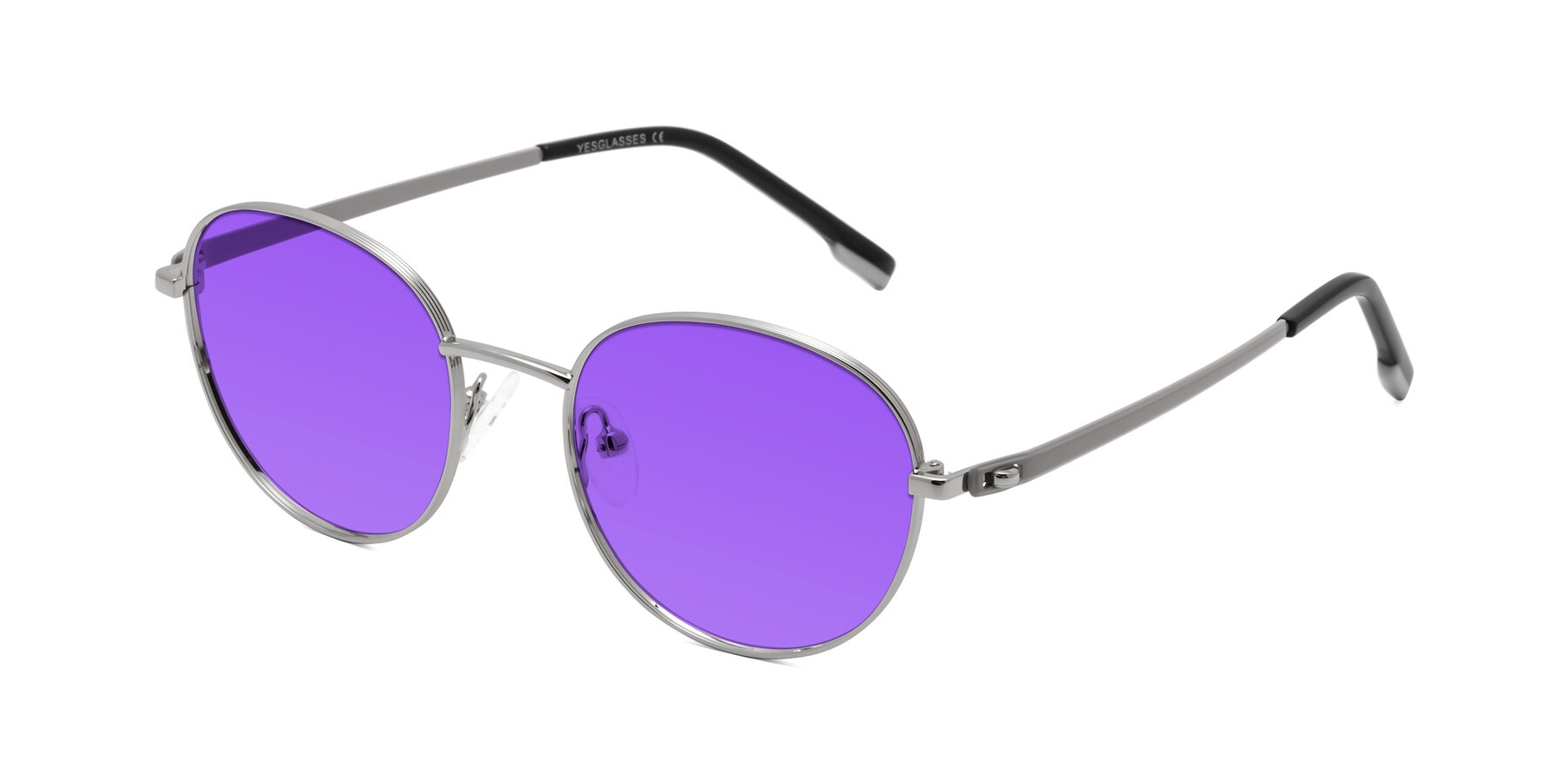 Angle of Bean in Silver with Purple Tinted Lenses