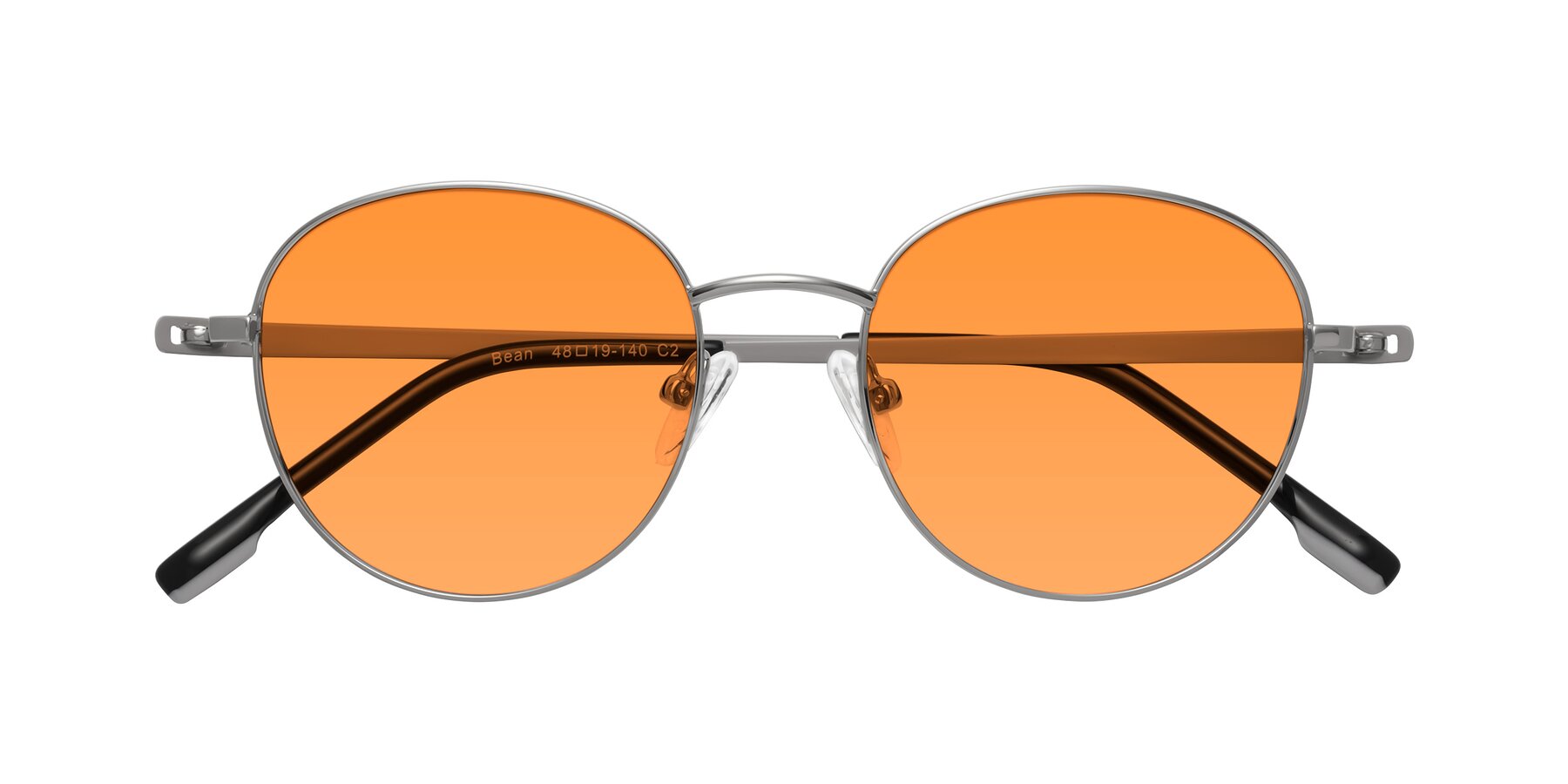 Folded Front of Bean in Silver with Orange Tinted Lenses