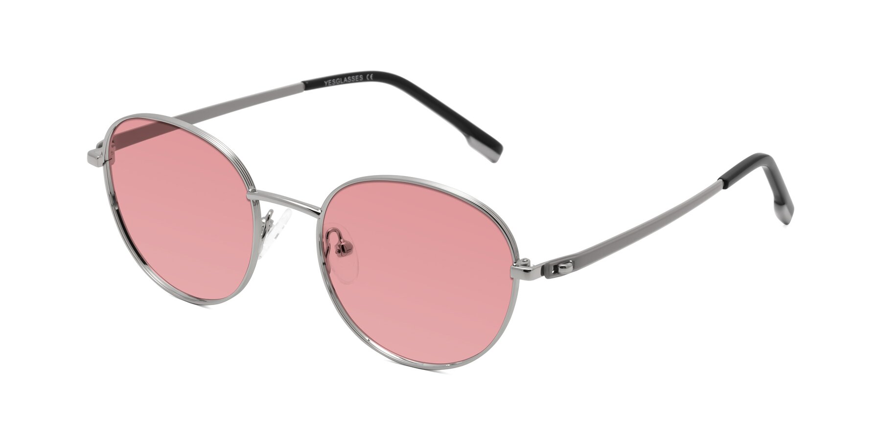 Angle of Bean in Silver with Medium Garnet Tinted Lenses