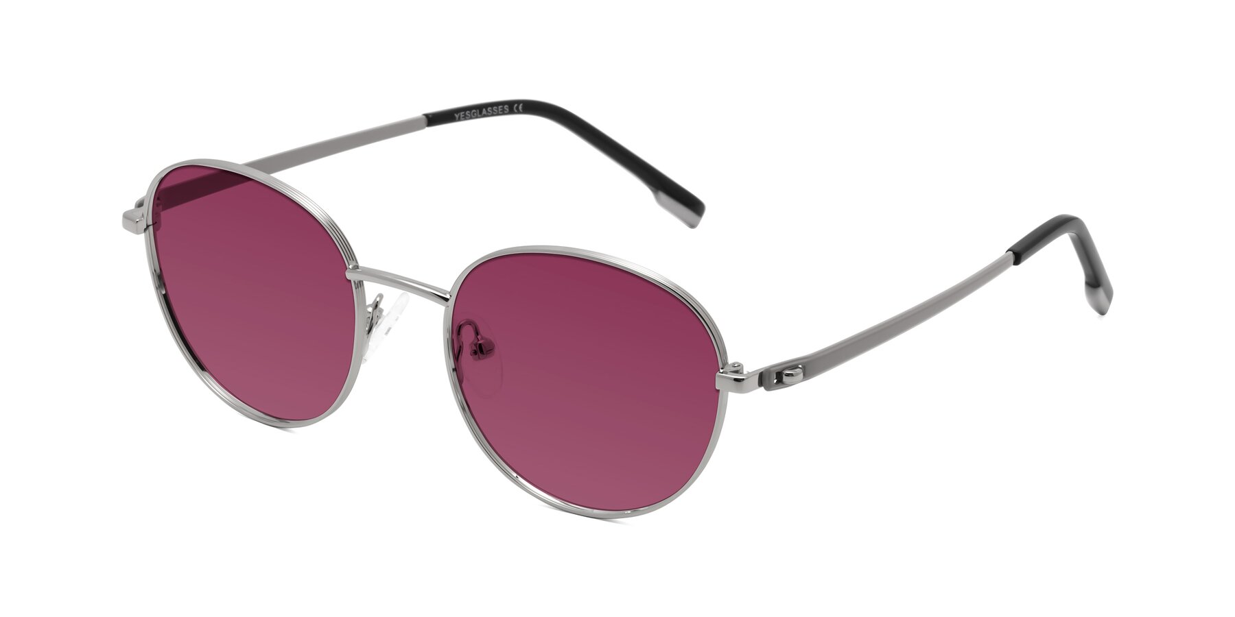 Angle of Bean in Silver with Wine Tinted Lenses