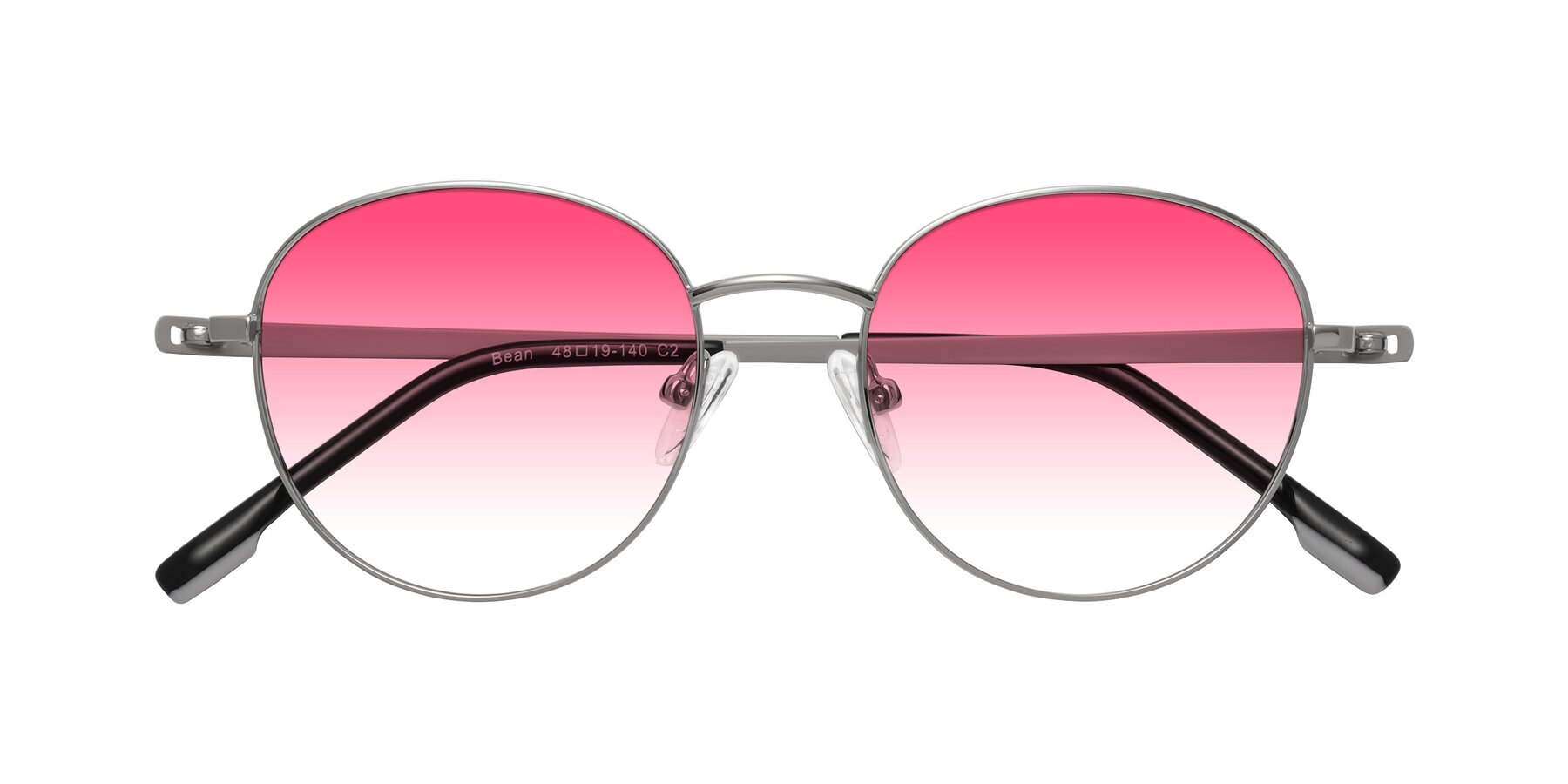 Folded Front of Bean in Silver with Pink Gradient Lenses