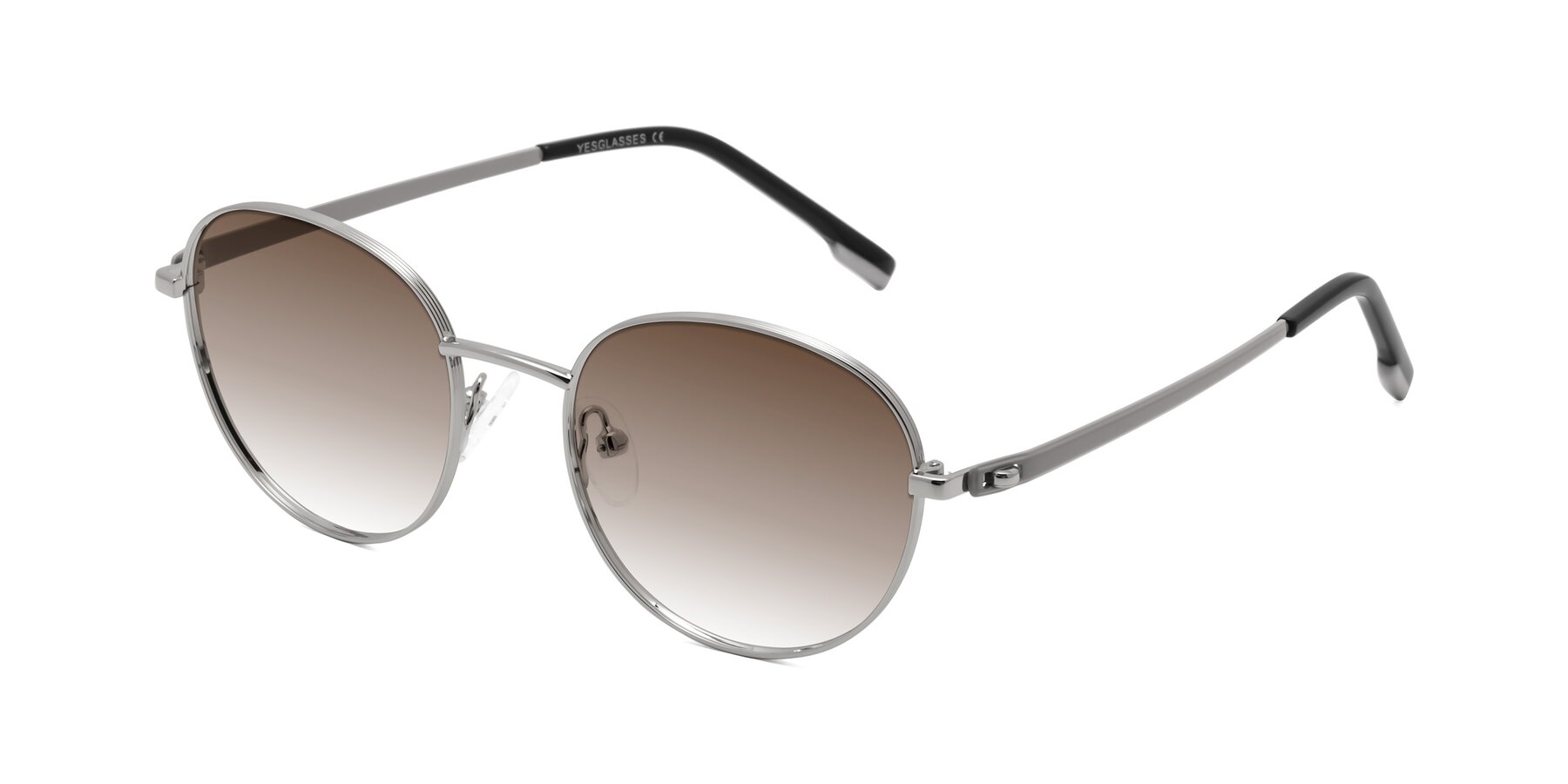 Angle of Bean in Silver with Brown Gradient Lenses