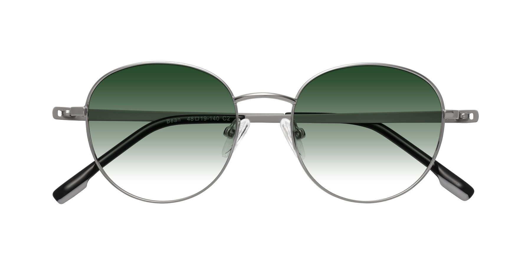 Folded Front of Bean in Silver with Green Gradient Lenses