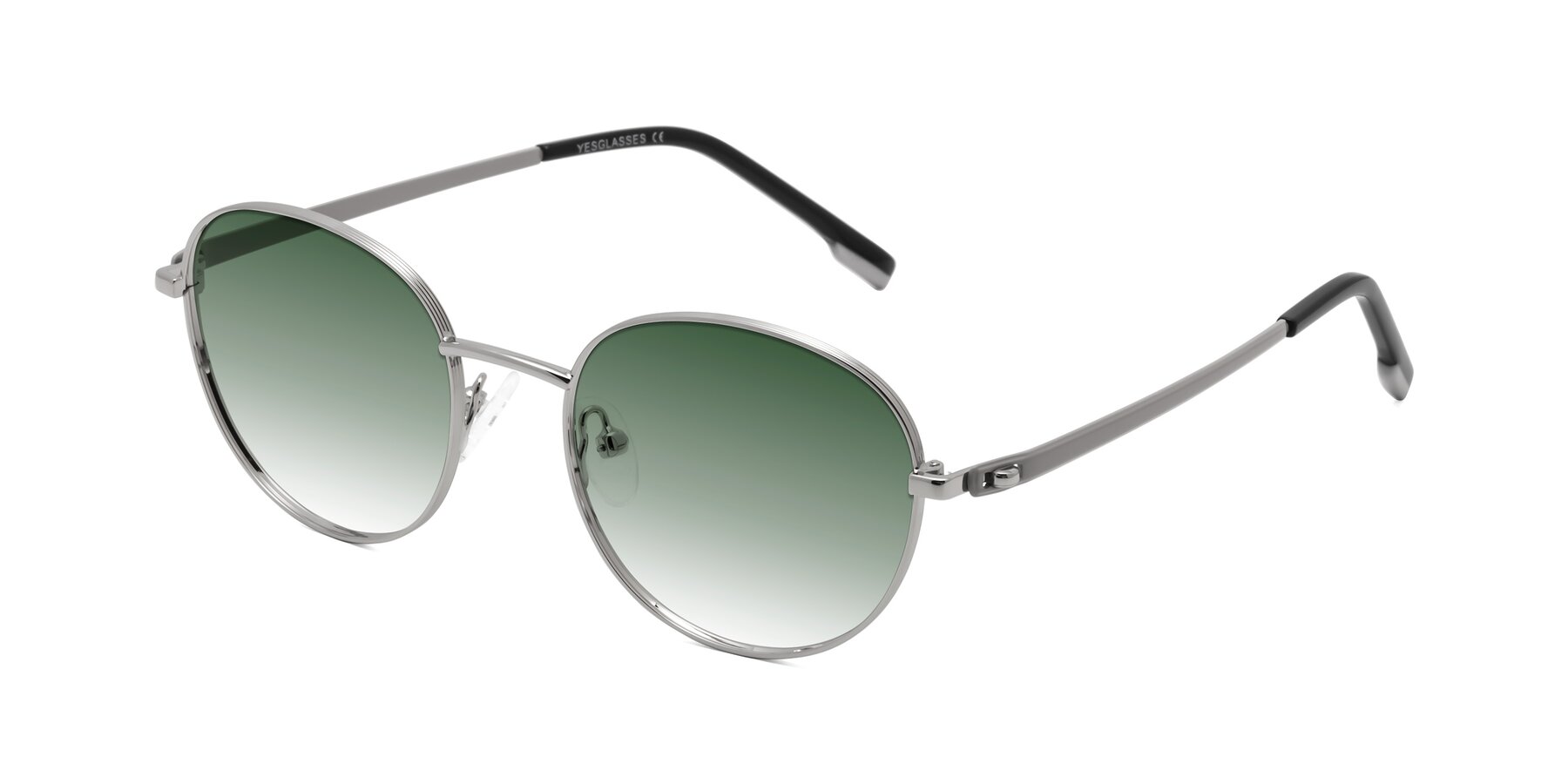 Angle of Bean in Silver with Green Gradient Lenses