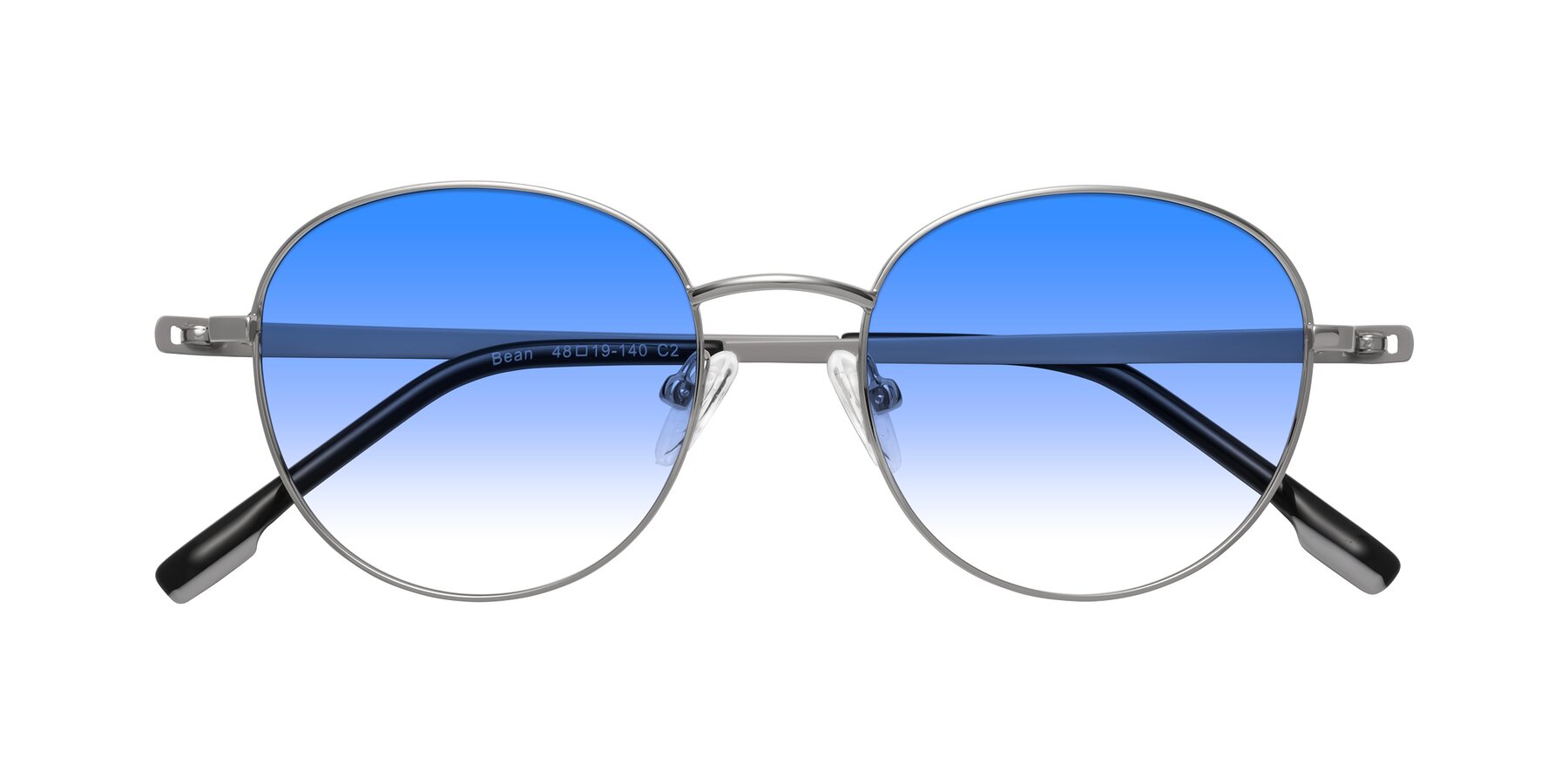 Folded Front of Bean in Silver with Blue Gradient Lenses