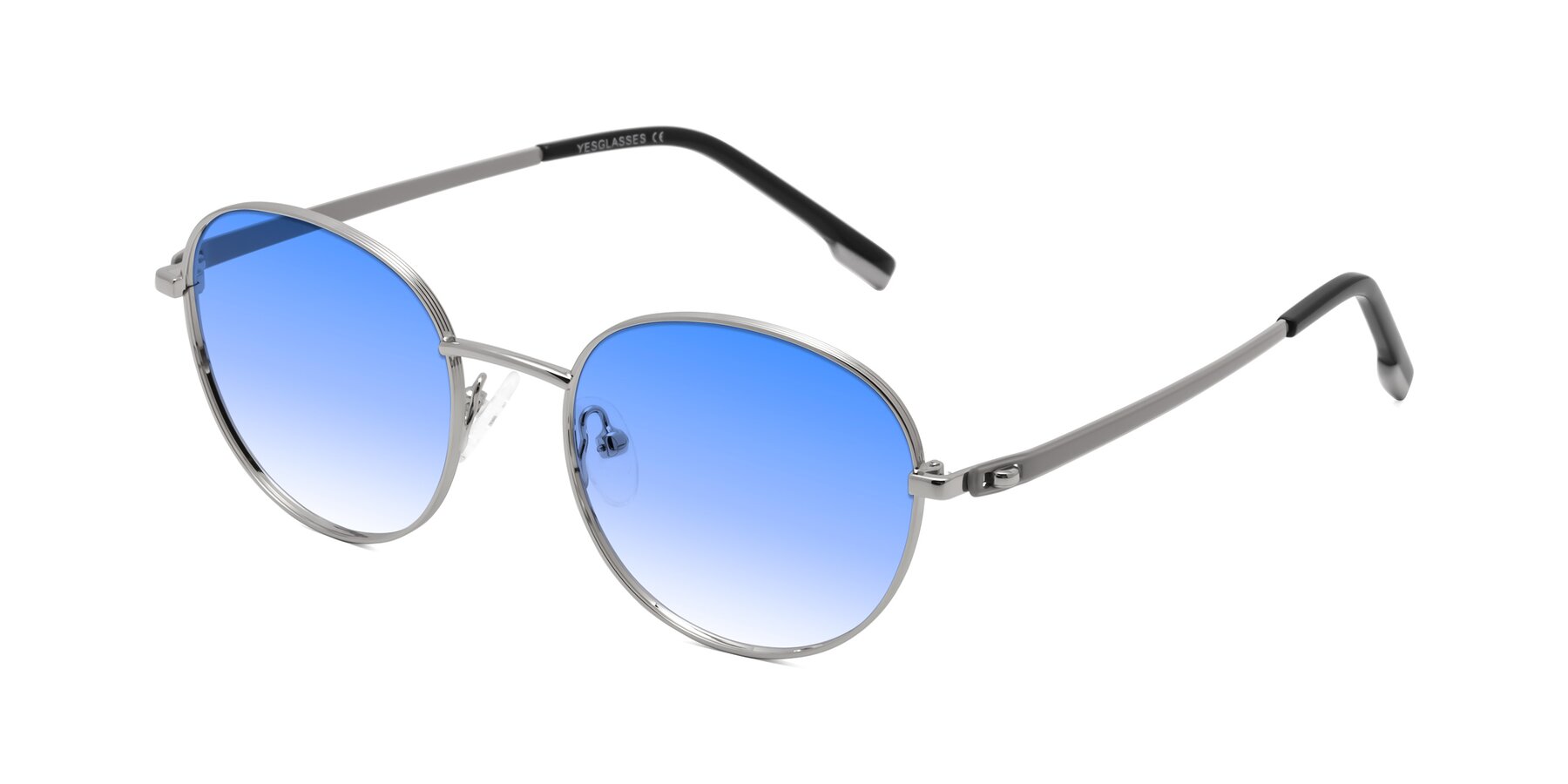 Angle of Bean in Silver with Blue Gradient Lenses