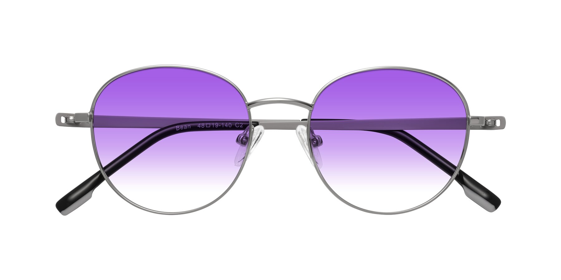 Folded Front of Bean in Silver with Purple Gradient Lenses