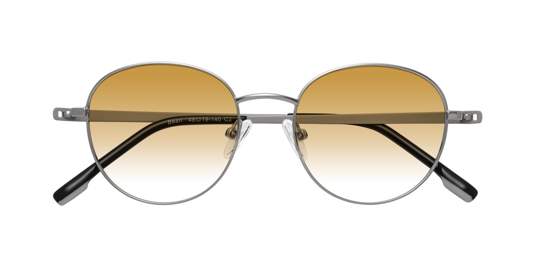 Folded Front of Bean in Silver with Champagne Gradient Lenses