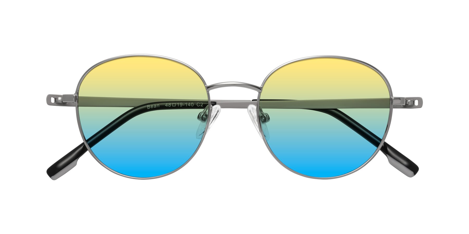 Folded Front of Bean in Silver with Yellow / Blue Gradient Lenses