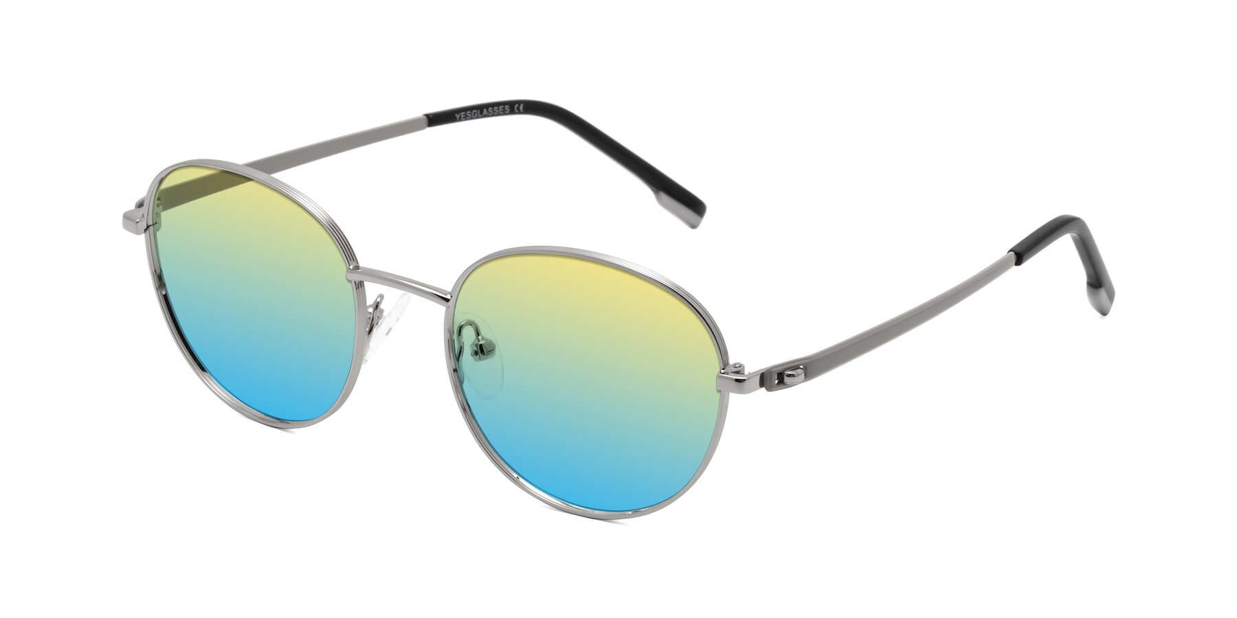 Angle of Bean in Silver with Yellow / Blue Gradient Lenses