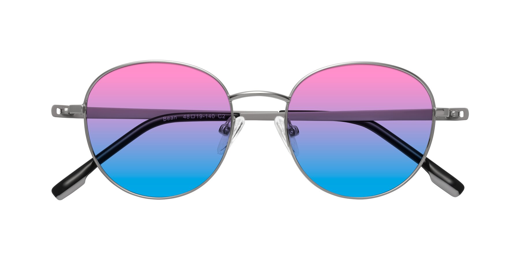 Folded Front of Bean in Silver with Pink / Blue Gradient Lenses