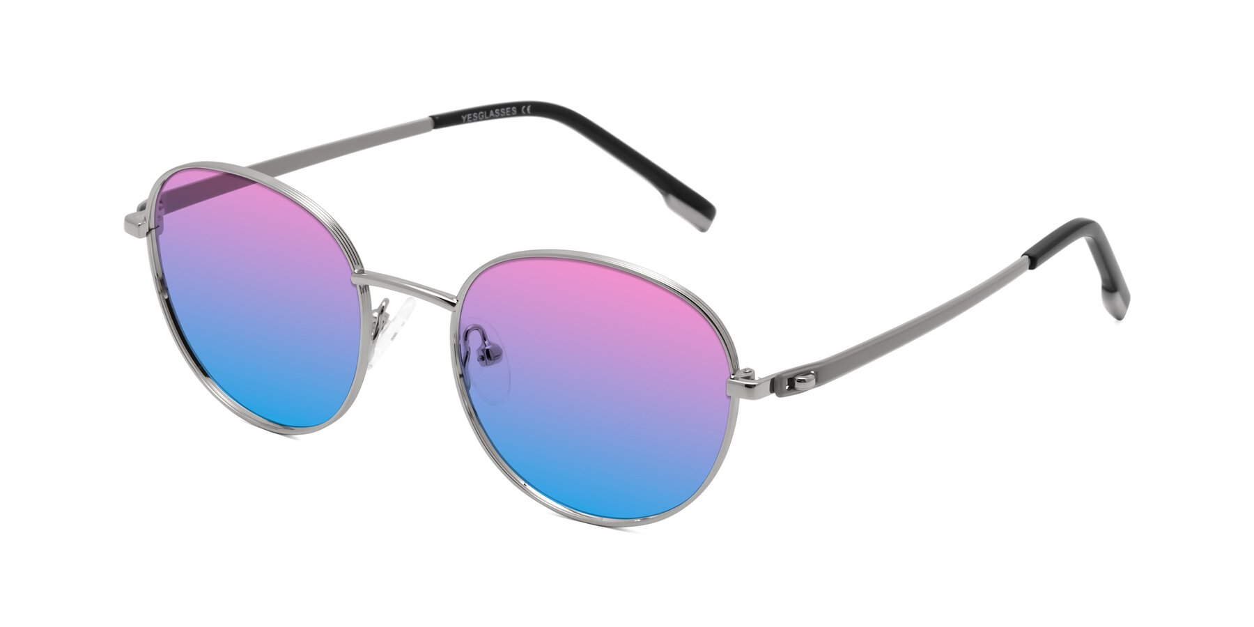 Angle of Bean in Silver with Pink / Blue Gradient Lenses