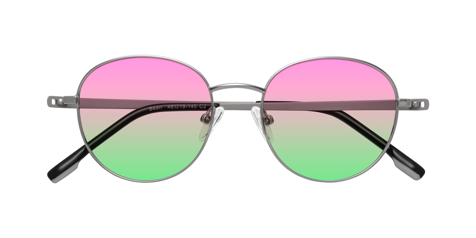 Folded Front of Bean in Silver with Pink / Green Gradient Lenses