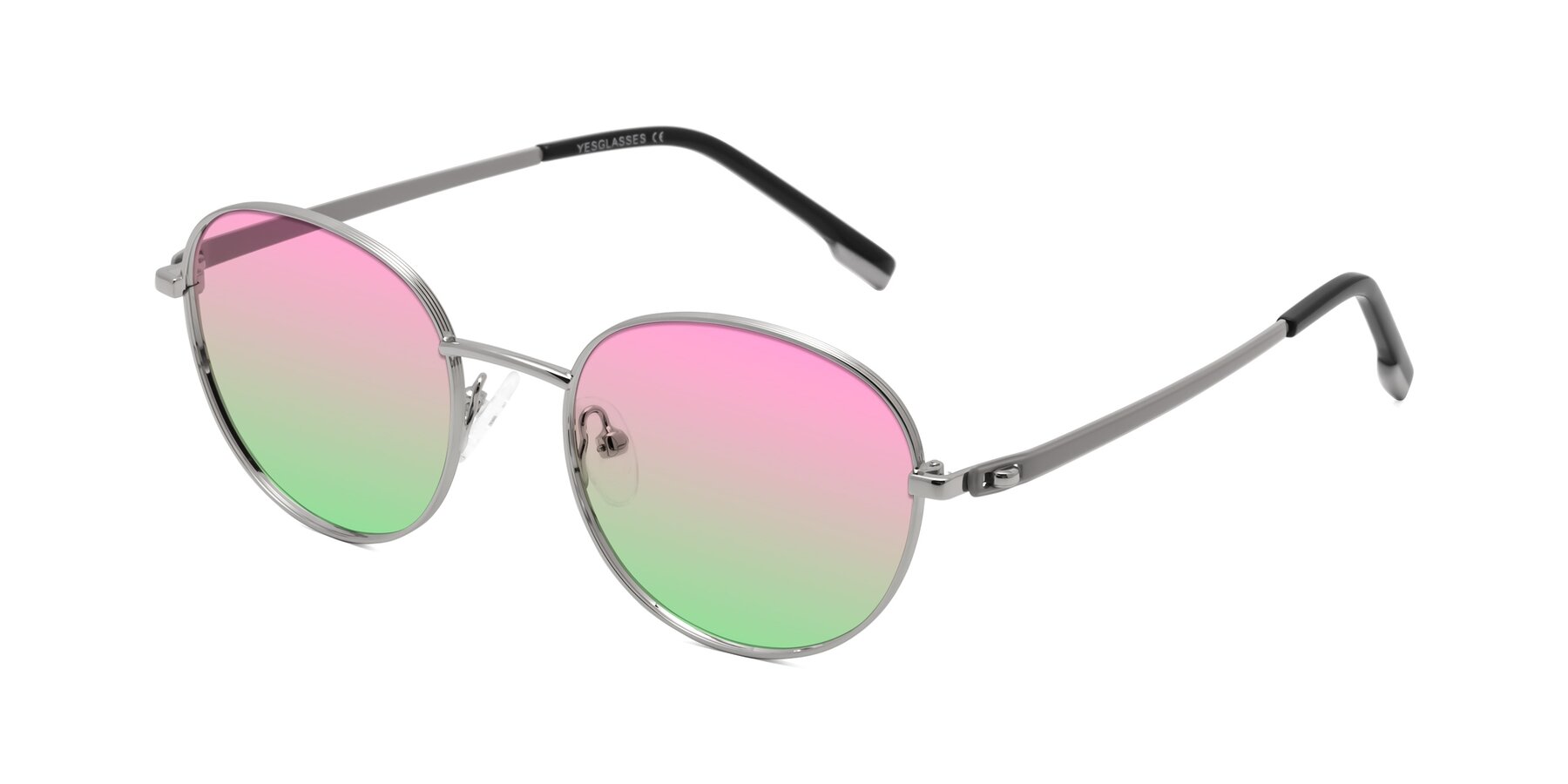 Angle of Bean in Silver with Pink / Green Gradient Lenses